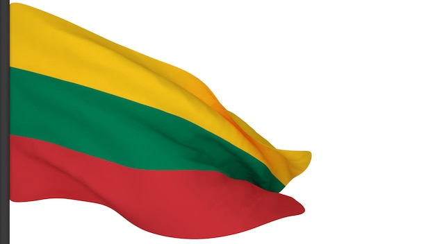 Image d'arrière-plan du drapeau nationalle vent souffle des drapeauxrendu 3dDrapeau de la Lituanie