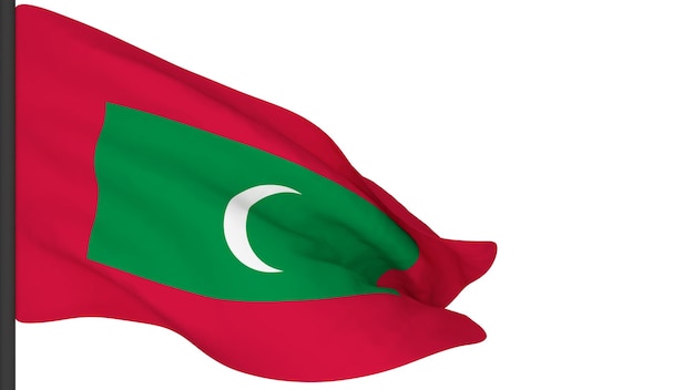 Image d'arrière-plan du drapeau nationalle vent souffle des drapeauxrendu 3dDrapeau des Maldives