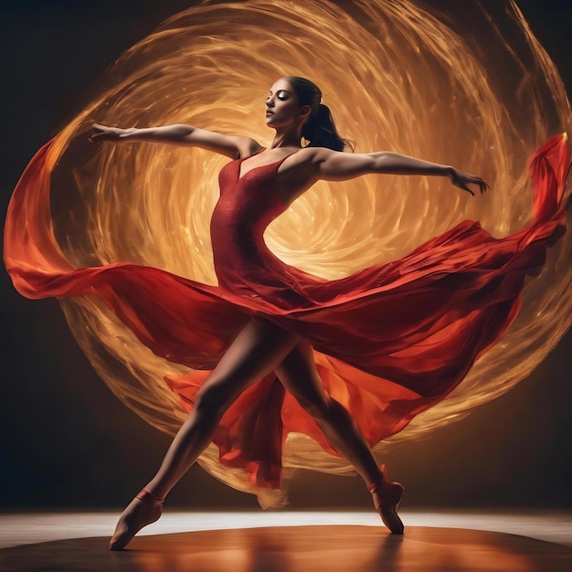 Image d'art moderne en 3D avec une figure féminine en pose de danse