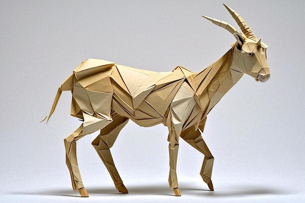 Image de l'art de l'origami en papier Chèvre en papier fait à la main Illustration d'animaux de la faune IA générative