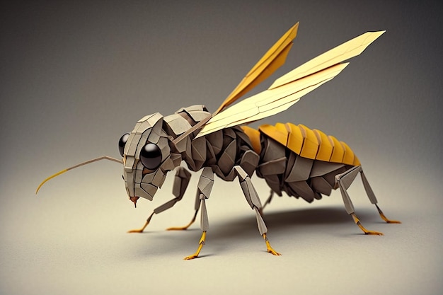 Image de l'art de l'origami en papier Guêpe en papier faite à la main Illustration d'insecte IA générative