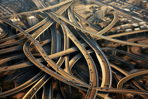 une image d'une autoroute avec un grand bâtiment en arrière-plan.
