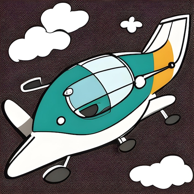 Photo image d'avion aéronautique de dessin animé 2d