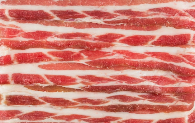 Image de bacon frais. macro de texture