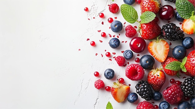 une image de baies et de framboises sur un fond blanc