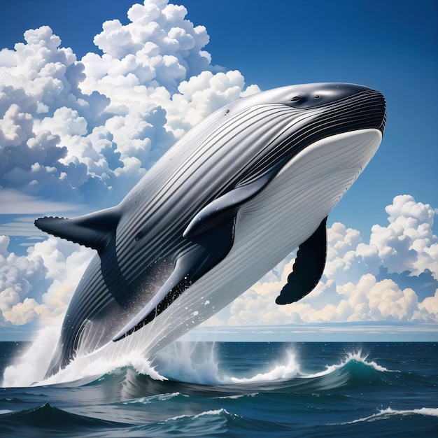 Une image d'une baleine qui vole dans les airs