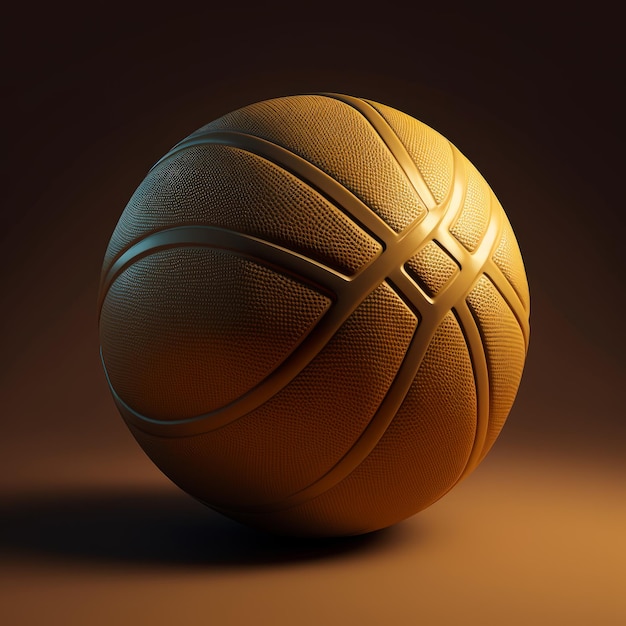 Une image de ballon de basket sur fond sombre Generative AI