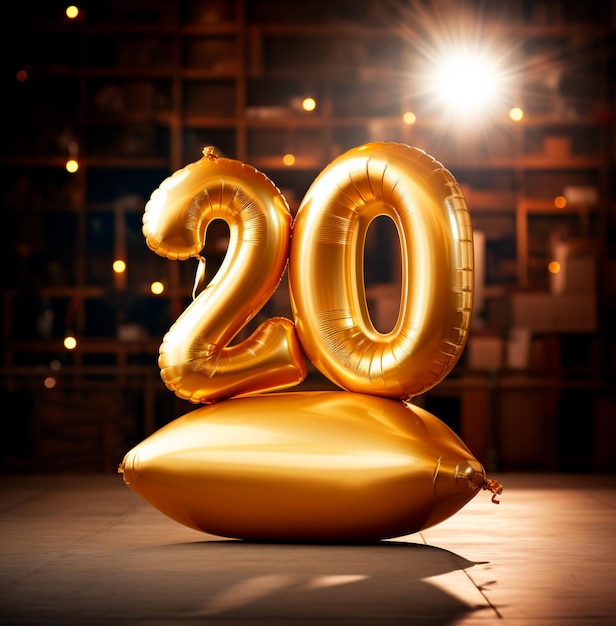 Photo image d'un ballon doré avec le numéro 20