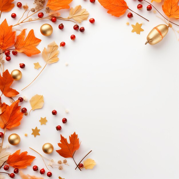 Photo une image de bannière pour le jour de thanksgiving avec un fond blanc orange et des accents dorés