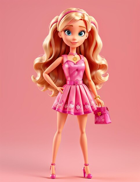 Image de Barbie vêtue de rose avec une belle robe