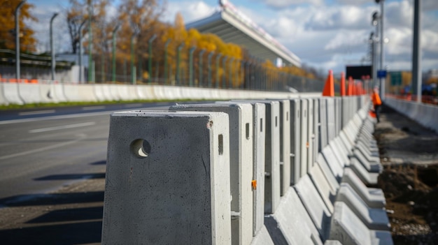 Une image des barrières en béton autour du périmètre du stade pour une sécurité accrue et