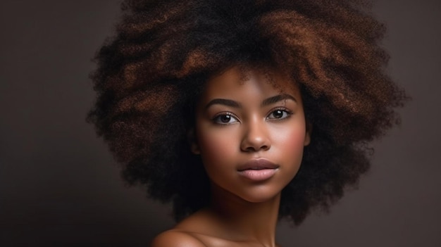 Image de beauté IA générative d'une fille afro-américaine aux cheveux afro