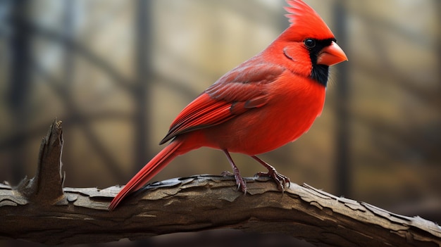 Image de beaux oiseaux rouges cardinaux, image glorieuse, art généré par l'IA