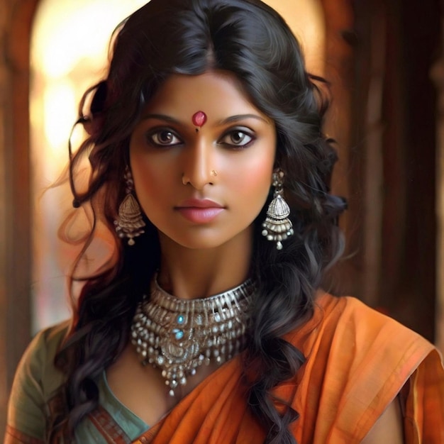 Image d'une belle femme indienne générée par Leonardo Diffusion XL