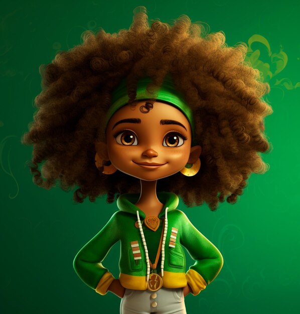 image d'une belle petite fille avec un dessin animé de cheveux afro