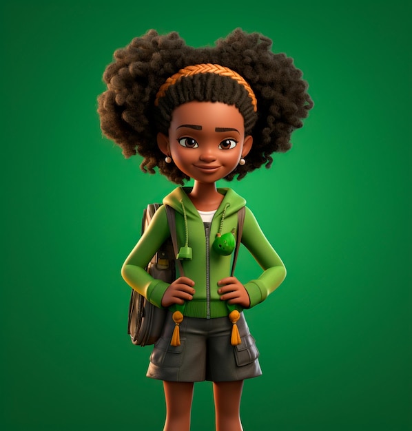 image d'une belle petite fille avec un dessin animé de cheveux afro