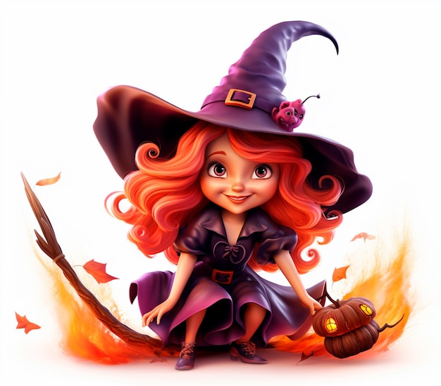 L'image d'une belle sorcière joyeuse d'Halloween