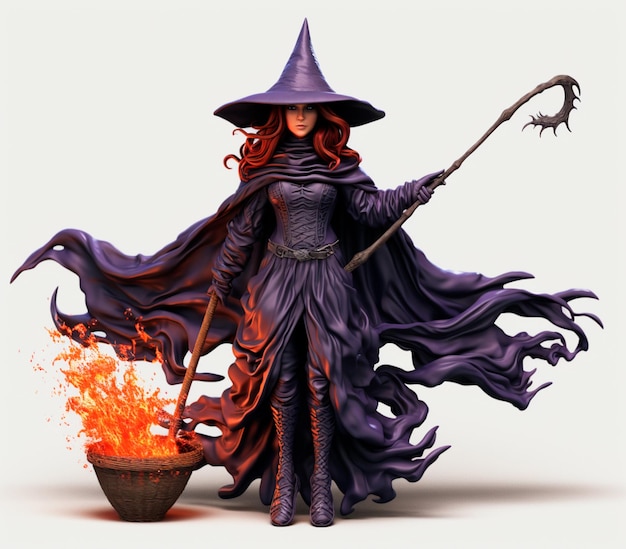 L'image d'une belle sorcière joyeuse d'Halloween