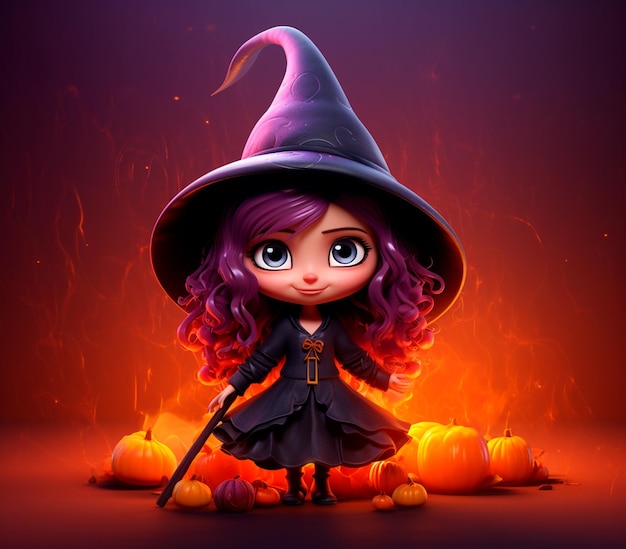 L'image d'une belle sorcière joyeuse d'Halloween