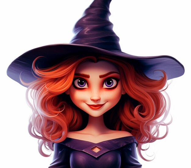 L'image d'une belle sorcière joyeuse d'Halloween