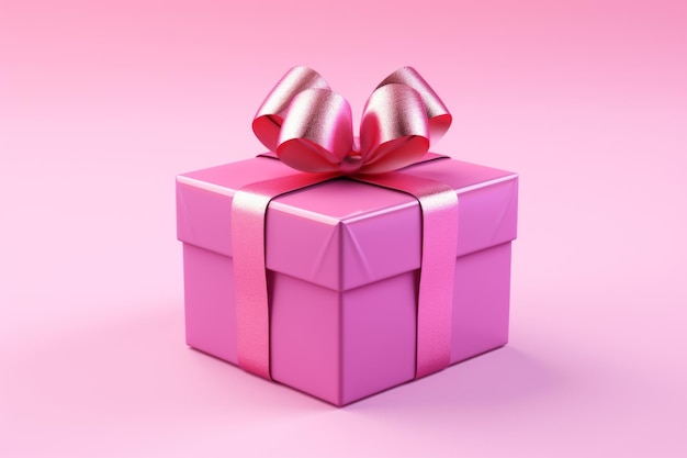 Photo une image d'une boîte cadeau rose avec un ruban et un nœud sur un fond rose