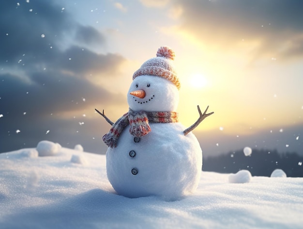 Image de bonhomme de neige mignon générée par l'IA