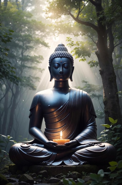 une image de Bouddha dans la forêt