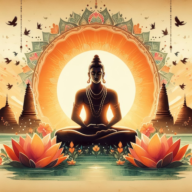 une image d'un Bouddha en position de lotus