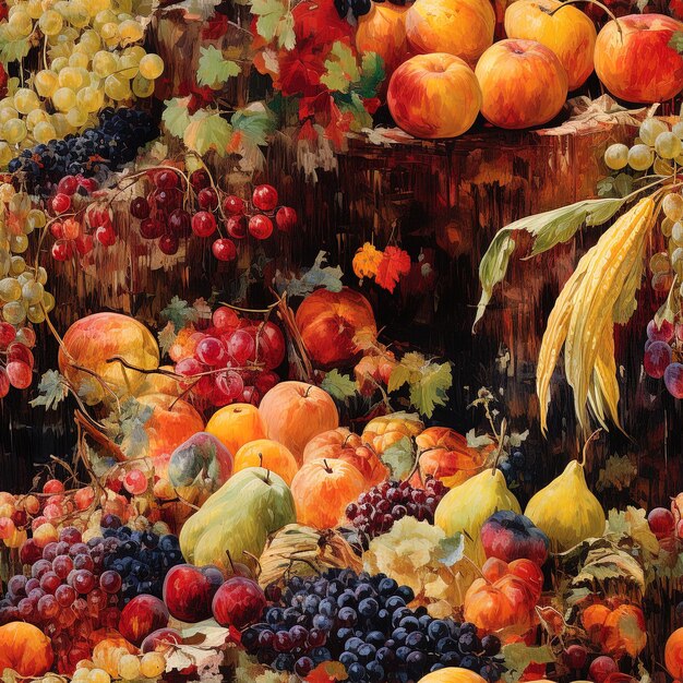 Photo une image d'un bouquet de raisins et d'autres fruits