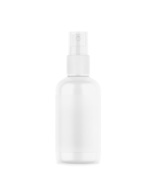 Une image d'une bouteille de pulvérisation en plastique blanc isolée sur un fond blanc
