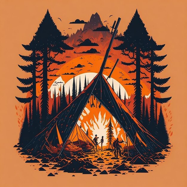 Image de camping Ai pour le design de t-shirt