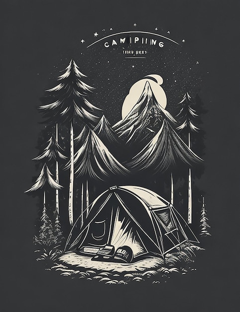 Une image de camping pour le design de t-shirt