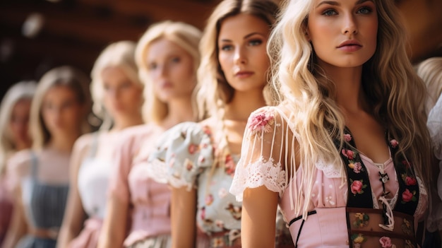 Une image captivante montrant les détails intricats d'une robe traditionnelle de dirndl portée