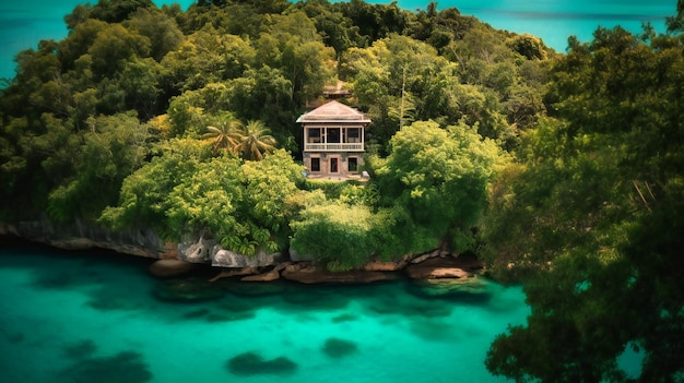 Une image captivante d'une villa d'été haut de gamme nichée dans la nature et offrant une évasion tranquille de l'agitation de la vie quotidienne