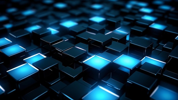 Image de carrés blancs et de lumière bleue sur un établissement sombre Ressource créative générée par l'IA