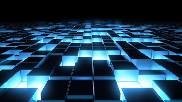 Image de carrés blancs et de lumière bleue sur un fond de teint sombre Ressource créative générée par l'IA