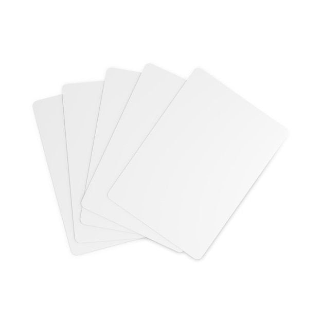 Photo une image de cartes à jouer blanches isolées sur un fond blanc