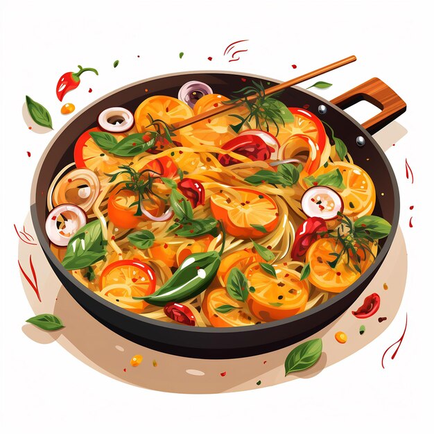 une image d'une casserole de nourriture qui a le mot " légumes " sur elle