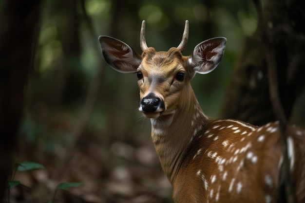 Image de cerf tacheté dans la forêt Animaux sauvages Illustration Generative AI