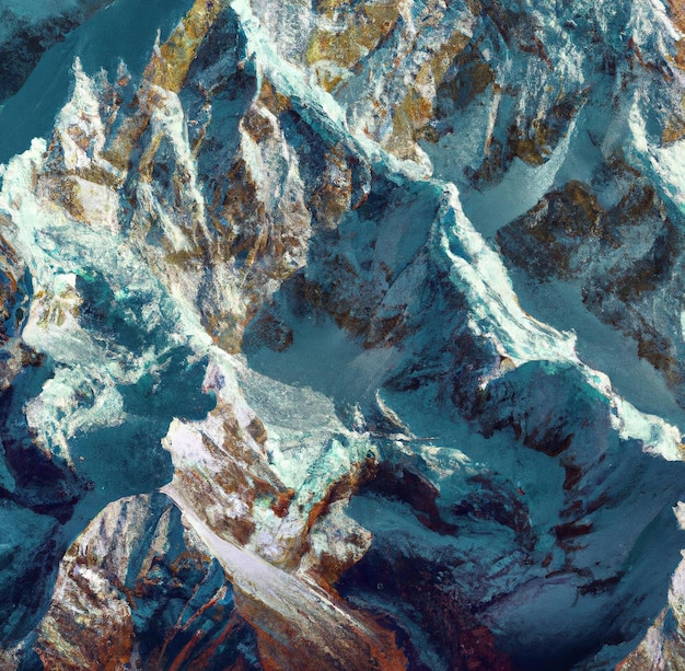 Image de la chaîne rocheuse des montagnes de l'himalaya avec des sommets enneigés
