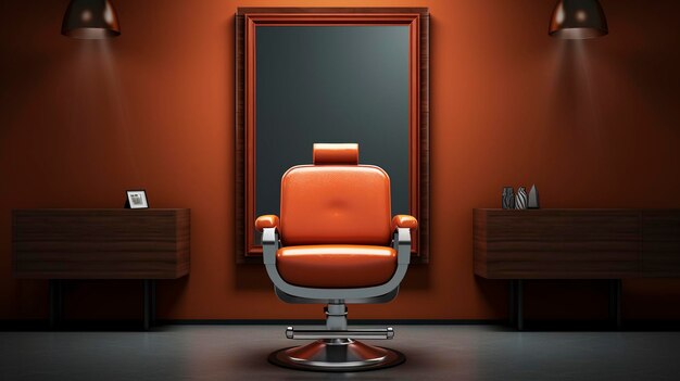 Une image d'une chaise de salon et d'un miroir symbolisant les coupes de cheveux et la coiffure