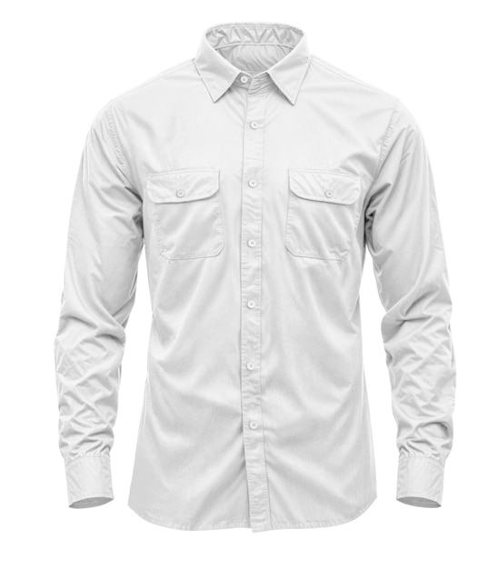 Une image d'une chemise à manches longues avec des poches isolées sur un fond blanc