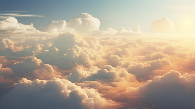 une image d'un ciel avec des nuages et le soleil brille à travers les nuages.