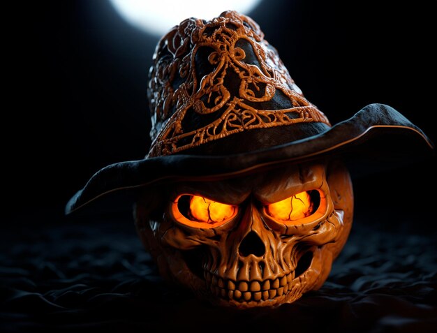 image d'une citrouille avec un chapeau pour Halloween