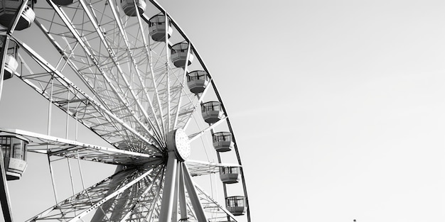 Photo image classique en noir et blanc d'une roue de ferris adaptée à divers projets de conception