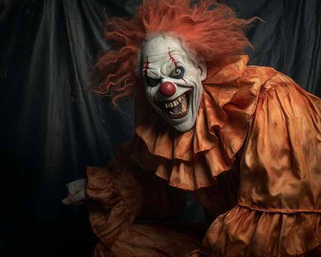 une image d'un clown effrayant aux cheveux rouges