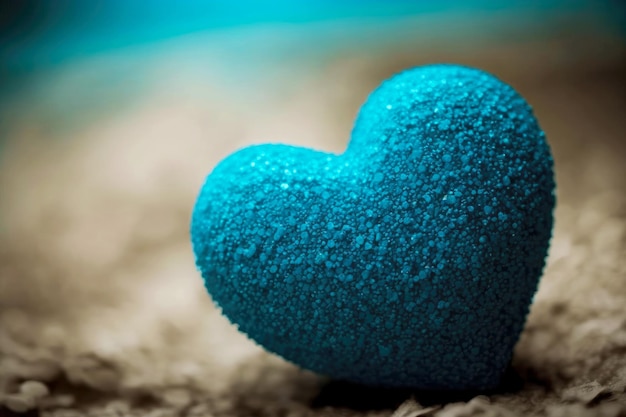 Photo image de coeur bleu en forme de jolie petite décoration créée avec une ia générative