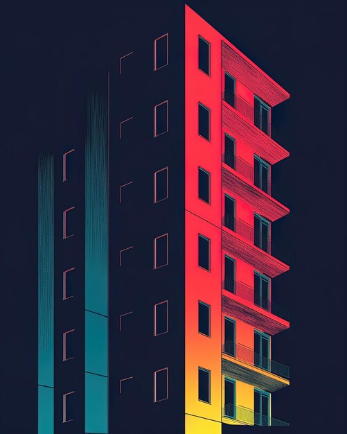 une image colorée d'un bâtiment avec le mot fenêtres dessus