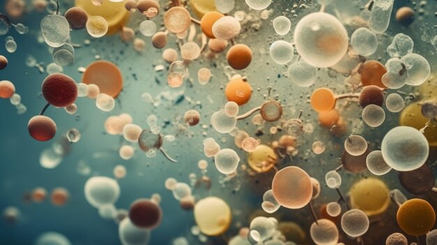 Une image colorée de bulles et de bulles dans l'eau