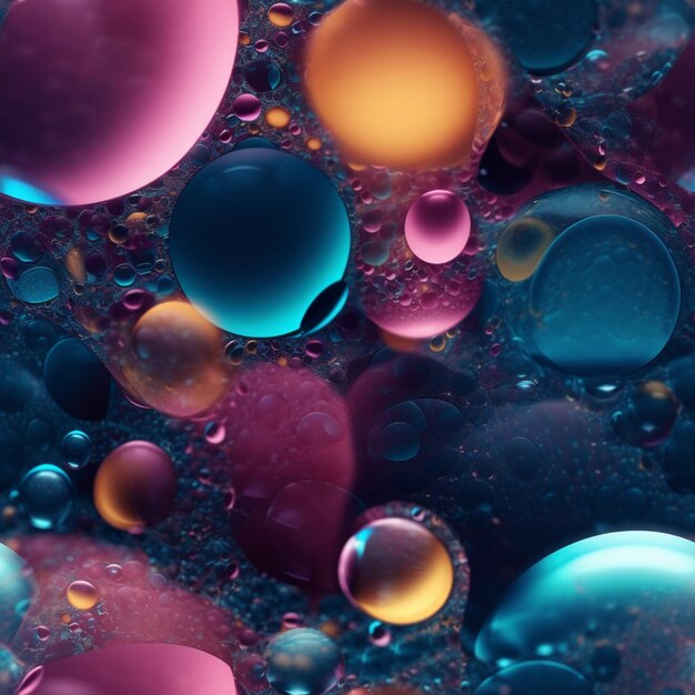 Une image colorée de bulles et de bulles avec le mot bulle en bas.